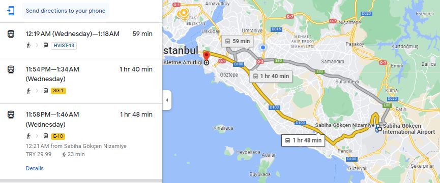 Sabiha Airport to Kadikoy by Bus, Sabiha Gokcen Airport to Kadikoy
