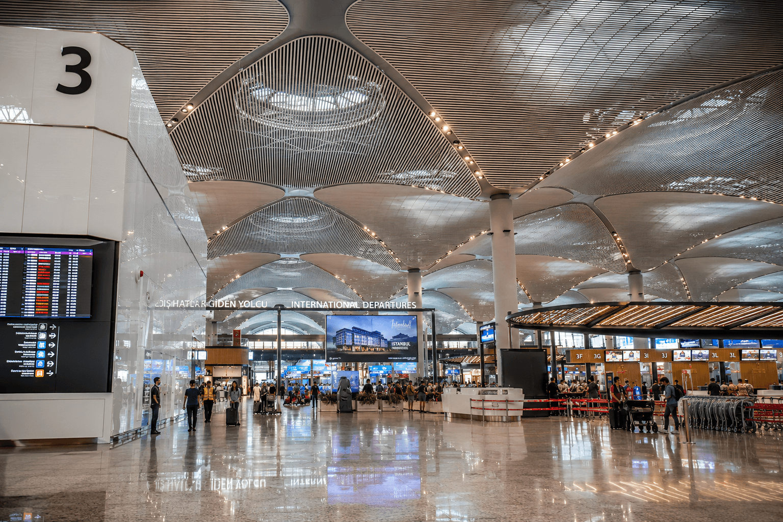 Interior of Sabiha Gökçen International Airport (SAW) terminal in Istanbul, Türkiye