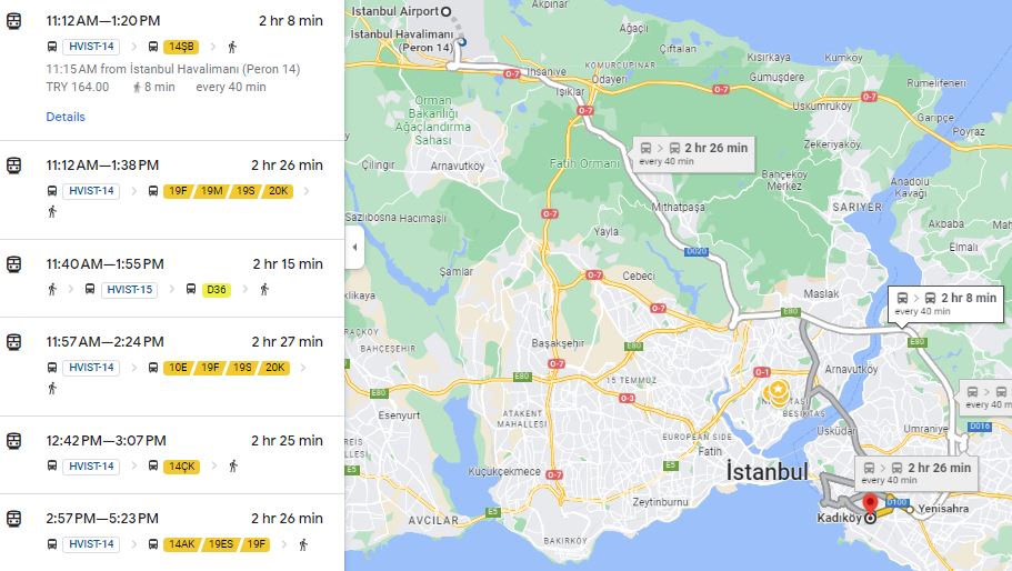 Istanbul Airport to Kadikoy by Bus