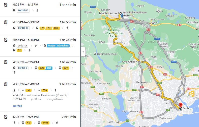 Istanbul Airport To Fatih By Bus