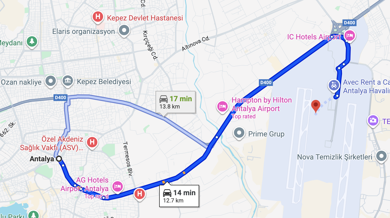 AYT airport location