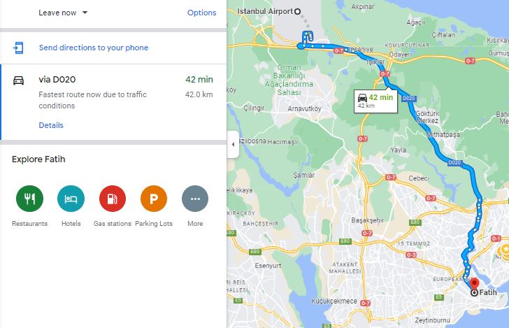 Istanbul Airport to Fatih By Taxi