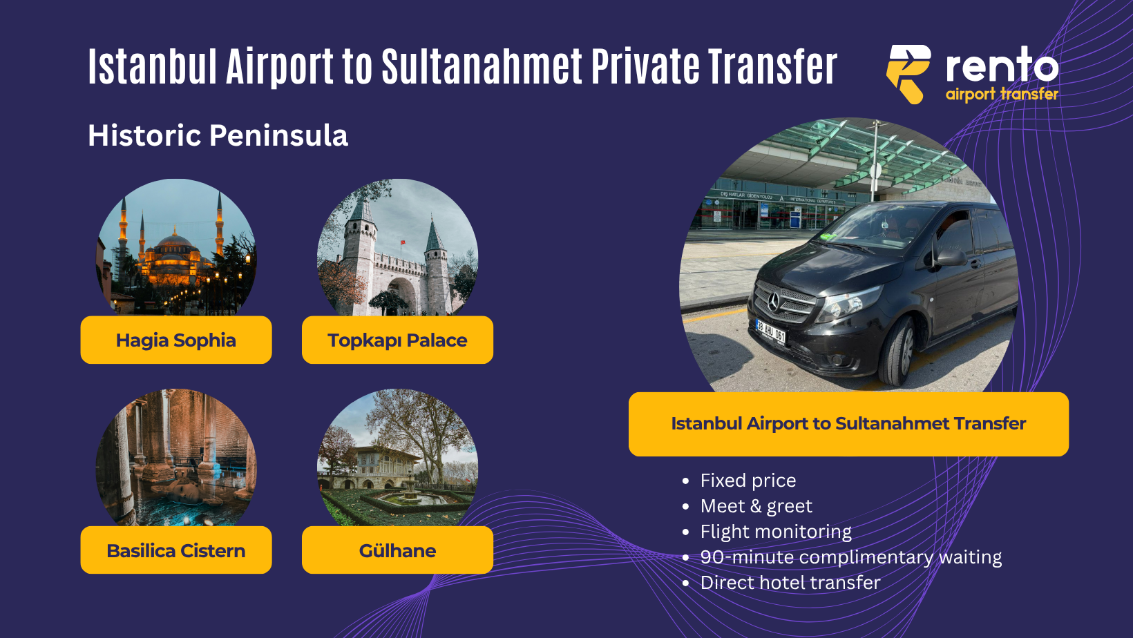 Istanbul Airport to Sultanahmet transfer route, distance, journey time and service details