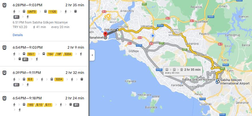 Sabiha Airport to Fatih by Bus, Sabiha Gokcen Airport to Fatih
